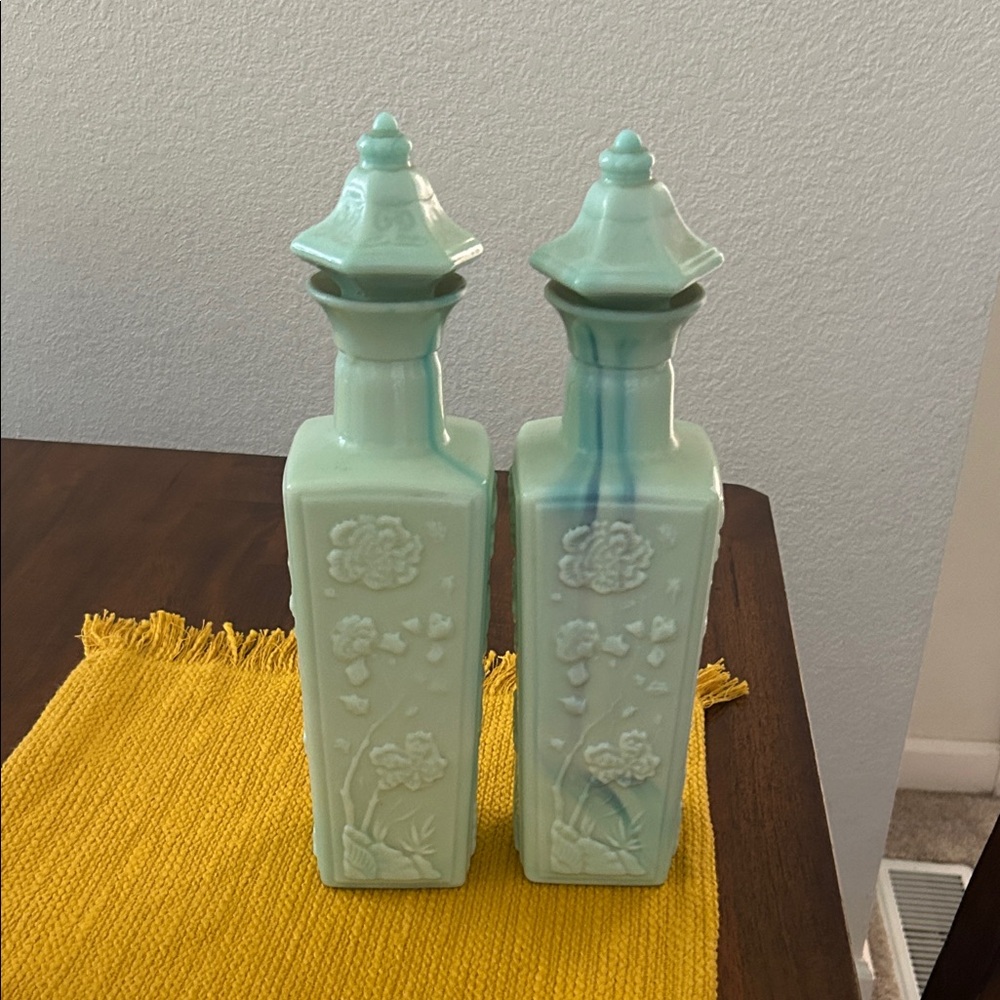 Charming Pastel Green Floral Vases